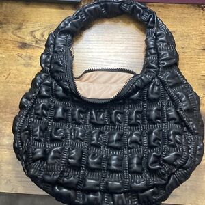 Elegant Black Quilted Leather Puffer Mini Bag